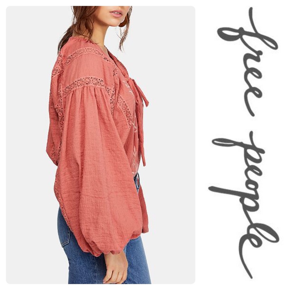New Free PMaria Embroidered Blouse Terracotta - Picture 2 of 6